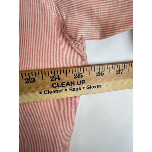 Tommy Bahama Men's XXL Orange/White Pinstriped Linen Blend Long Sleeve Shirt - Picture 4 of 7